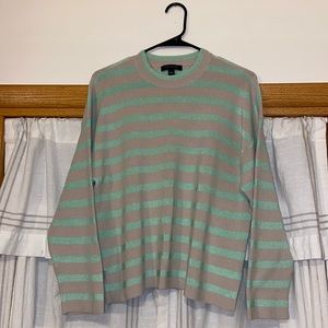 Sea foam green and taupe stripped sweater.
